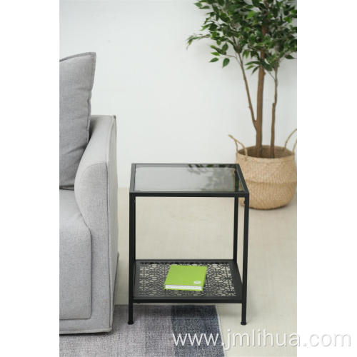 side table storage in living room